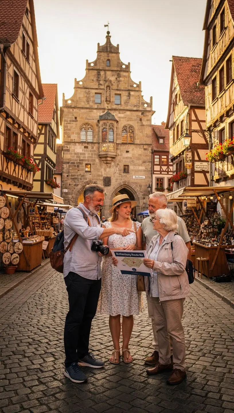 Nahaufnahme eines Reiseführers mit Erläuterungen zu historischen Bauwerken und kulturellen Highlights.